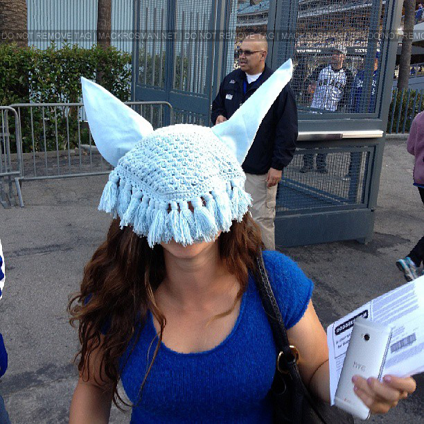 EXCLUSIVE NEW PHOTO: Mack Being Funny Posing With a Horse FlyNet On Her Head at The LA Dodger Stadium Ball Game For Her Mother Donna's Birthday on Wednesday the 8th of May 2013
Keywords: exclusive51