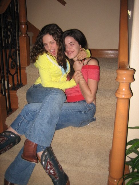 With friend Allison on Stairs
