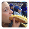 EXCLUSIVE: Mack eating a Dodger Dog at a LA Dodgers baseball game for her mother Donna's birthday on the 8th of May 2013.